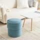 【アウトレット】丸型 収納スツール 2段収納 ファブリック ブルー