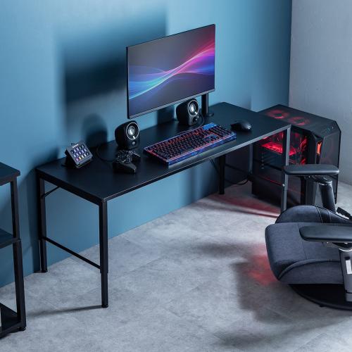 ローデスク 高さ5段階調整式 幅120cm 奥行45cm 電源タップ受け ブラック