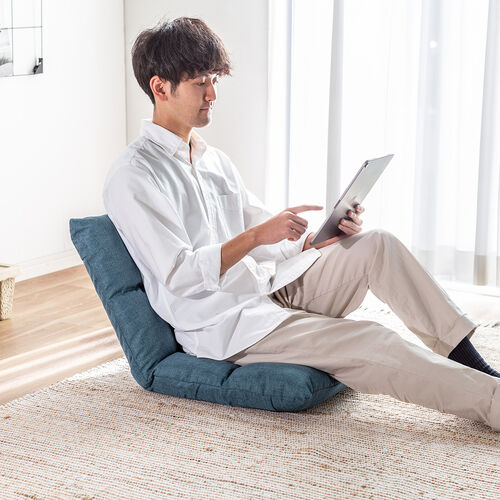 座椅子 コンパクト 省スペース 6段階リクライニング ファブリック