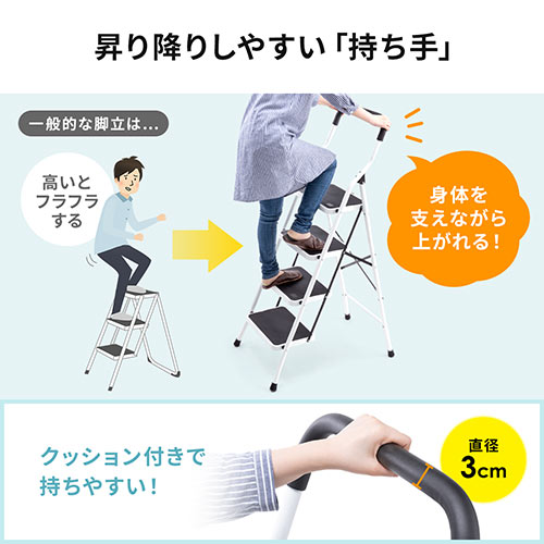 ステップラダー 脚立 折りたたみはしご 足場 4段 耐荷重100kg