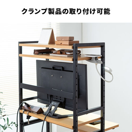 【新品】セール❤パソコンデスク 収納ラックダークブラウン デスクワーク シンプル パソコンデスク(オーク/ダークブラウン)キングサイズの壁面収納