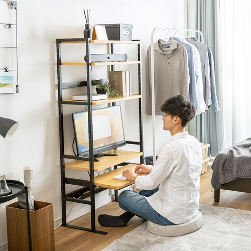 本棚 スリムデスク デスク スリム スリムラック スリムテーブル ラック 収納 1段 オープンラック 薄型 ウッドラック ◆ パソコンラック パソコンデスク スリムデスク スリムラック タワー