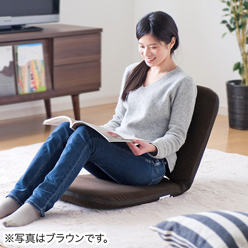 新品　座椅子　リクライニングチェア　折りたたみ式　ファブリック生地　コーヒー 折りたたみ座椅子 ファブリック素材 14段階リクライニング 持ち手付き