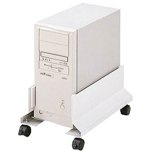 PCワゴン（PC幅150～250mm対応・デスクトップパソコン用・キャスター付き・ホワイト）