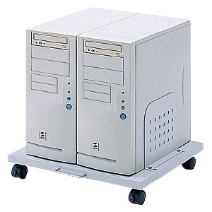 PCワゴン(PC幅105mm～265mm対応・デスクトップパソコン用・キャスター付き・2台設置用)