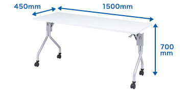 折りたたみ会議用テーブル(フォールディングデスク・ホワイト・幅1500×奥行き450mm)