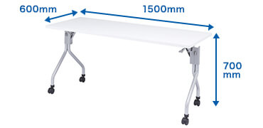 折りたたみ会議用テーブル(フォールディングデスク・ホワイト・幅1500×奥行き600mm)